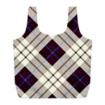 Blue, purple and white diagonal plaids Full Print Recycle Bag (L) Front