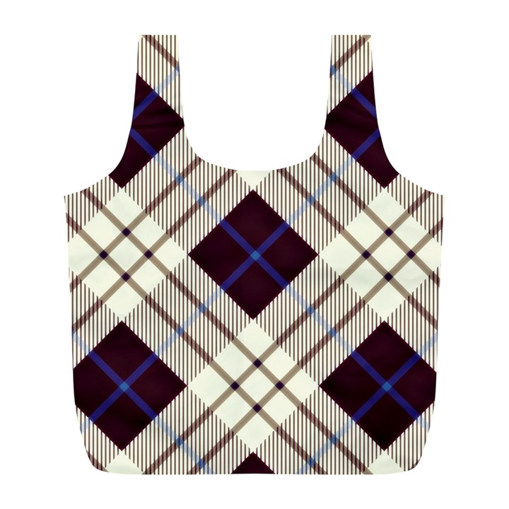 Blue, purple and white diagonal plaids Full Print Recycle Bag (L)