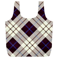 Blue, purple and white diagonal plaids Full Print Recycle Bag (XL)