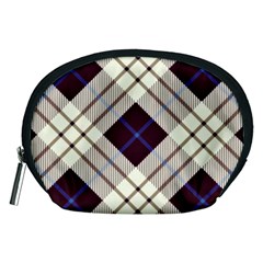 Blue, Purple And White Diagonal Plaids Accessory Pouch (medium) by ConteMonfrey