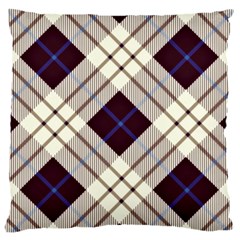 Blue, purple and white diagonal plaids Large Flano Cushion Case (Two Sides)