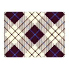 Blue, purple and white diagonal plaids Double Sided Flano Blanket (Mini) 