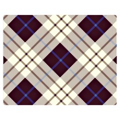 Blue, purple and white diagonal plaids Double Sided Flano Blanket (Medium) 