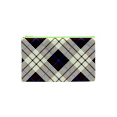 Blue, purple and white diagonal plaids Cosmetic Bag (XS)