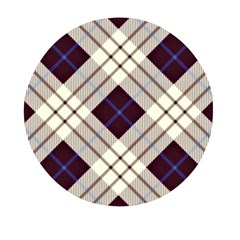 Blue, Purple And White Diagonal Plaids Mini Round Pill Box by ConteMonfrey