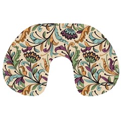 Wallpaper Floral Pattern Travel Neck Pillow by Ravend