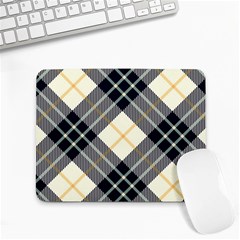 Black, Yellow And White Diagonal Plaids Small Mousepad by ConteMonfrey