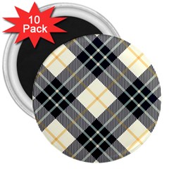 Black, Yellow And White Diagonal Plaids 3  Magnets (10 Pack)  by ConteMonfrey