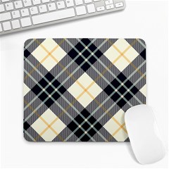 Black, Yellow And White Diagonal Plaids Large Mousepad by ConteMonfrey