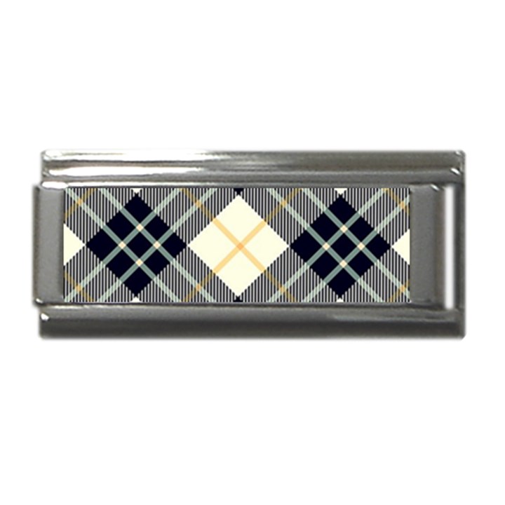 Black, yellow and white diagonal plaids Superlink Italian Charm (9mm)