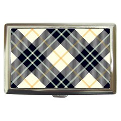 Black, Yellow And White Diagonal Plaids Cigarette Money Case by ConteMonfrey