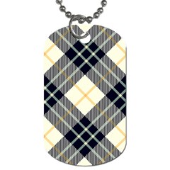 Black, Yellow And White Diagonal Plaids Dog Tag (two Sides) by ConteMonfrey