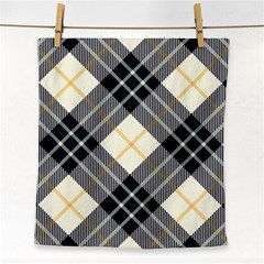 Black, Yellow And White Diagonal Plaids Face Towel by ConteMonfrey