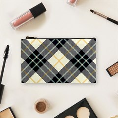 Black, Yellow And White Diagonal Plaids Cosmetic Bag (small) by ConteMonfrey