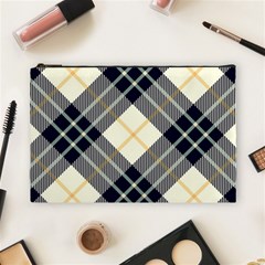 Black, Yellow And White Diagonal Plaids Cosmetic Bag (large) by ConteMonfrey