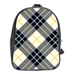 Black, Yellow And White Diagonal Plaids School Bag (large) by ConteMonfrey