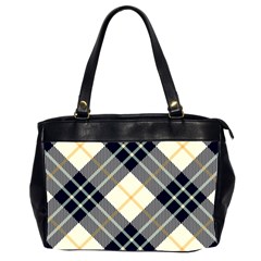 Black, Yellow And White Diagonal Plaids Oversize Office Handbag (2 Sides) by ConteMonfrey