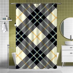 Black, Yellow And White Diagonal Plaids Shower Curtain 48  X 72  (small)  by ConteMonfrey