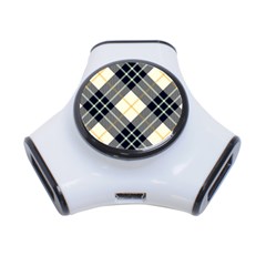 Black, Yellow And White Diagonal Plaids 3-port Usb Hub by ConteMonfrey