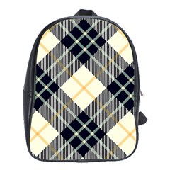 Black, Yellow And White Diagonal Plaids School Bag (xl) by ConteMonfrey