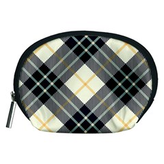 Black, Yellow And White Diagonal Plaids Accessory Pouch (medium) by ConteMonfrey