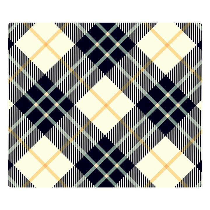 Black, yellow and white diagonal plaids Double Sided Flano Blanket (Small) 