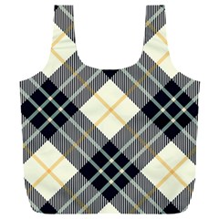 Black, Yellow And White Diagonal Plaids Full Print Recycle Bag (xxl) by ConteMonfrey