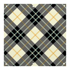 Black, Yellow And White Diagonal Plaids Banner And Sign 3  X 3  by ConteMonfrey