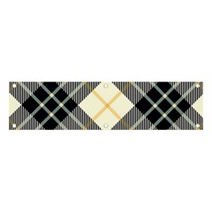 Black, Yellow And White Diagonal Plaids Banner And Sign 4  X 1  by ConteMonfrey