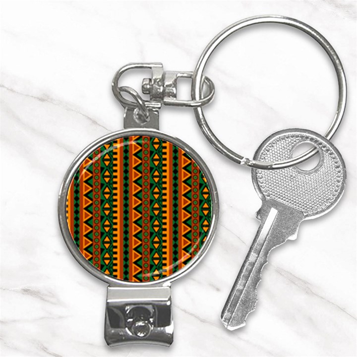 African Pattern Texture Nail Clippers Key Chain