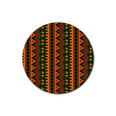 African Pattern Texture Rubber Round Coaster (4 Pack) by Ravend