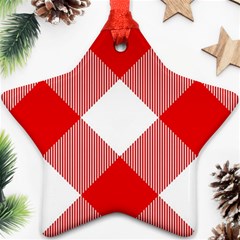 Red And White Diagonal Plaids Ornament (star) by ConteMonfrey