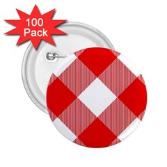 Red And White Diagonal Plaids 2 25  Buttons (100 Pack)  by ConteMonfrey