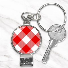 Red And White Diagonal Plaids Nail Clippers Key Chain by ConteMonfrey