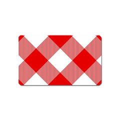 Red And White Diagonal Plaids Magnet (name Card) by ConteMonfrey