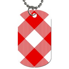 Red And White Diagonal Plaids Dog Tag (two Sides) by ConteMonfrey