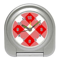 Red And White Diagonal Plaids Travel Alarm Clock by ConteMonfrey