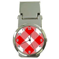 Red And White Diagonal Plaids Money Clip Watches by ConteMonfrey