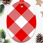 Red and white diagonal plaids Oval Ornament (Two Sides) Front