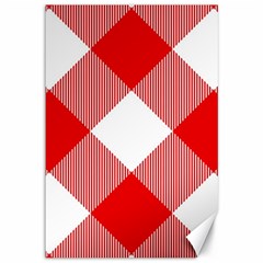 Red And White Diagonal Plaids Canvas 12  X 18  by ConteMonfrey