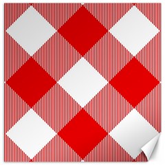 Red And White Diagonal Plaids Canvas 20  X 20  by ConteMonfrey