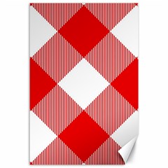 Red And White Diagonal Plaids Canvas 24  X 36  by ConteMonfrey