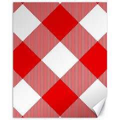 Red And White Diagonal Plaids Canvas 11  X 14  by ConteMonfrey