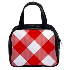 Red And White Diagonal Plaids Classic Handbag (two Sides) by ConteMonfrey