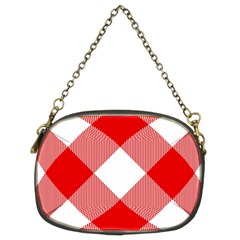 Red And White Diagonal Plaids Chain Purse (two Sides) by ConteMonfrey