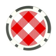 Red And White Diagonal Plaids Poker Chip Card Guard (10 Pack) by ConteMonfrey