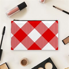 Red And White Diagonal Plaids Cosmetic Bag (medium) by ConteMonfrey