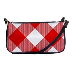 Red And White Diagonal Plaids Shoulder Clutch Bag by ConteMonfrey