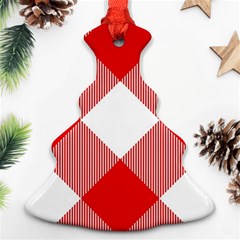 Red And White Diagonal Plaids Ornament (christmas Tree)  by ConteMonfrey