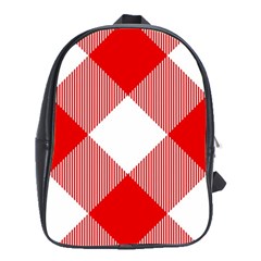 Red And White Diagonal Plaids School Bag (xl) by ConteMonfrey